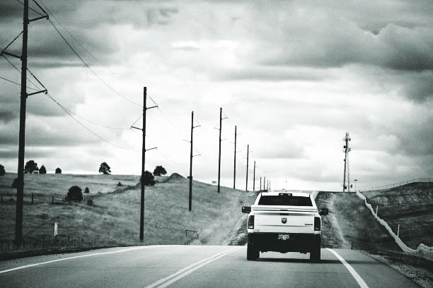 Pickup Driving down the road